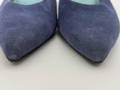 Thierry Rabotin Blue Suede Mary Jane Pointy Toe Heels EU 39.5 Handmade Italy - Thumbnail 4