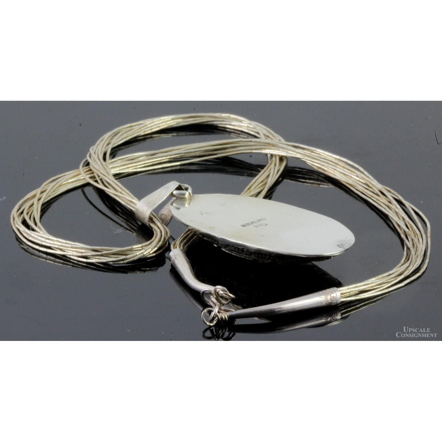 Navajo Henry Davis Sterling Silver Kokopelli Storyteller Pendant Necklace 12K Gold Overlay Liquid Silver 20” - 20 in - Thumbnail 4