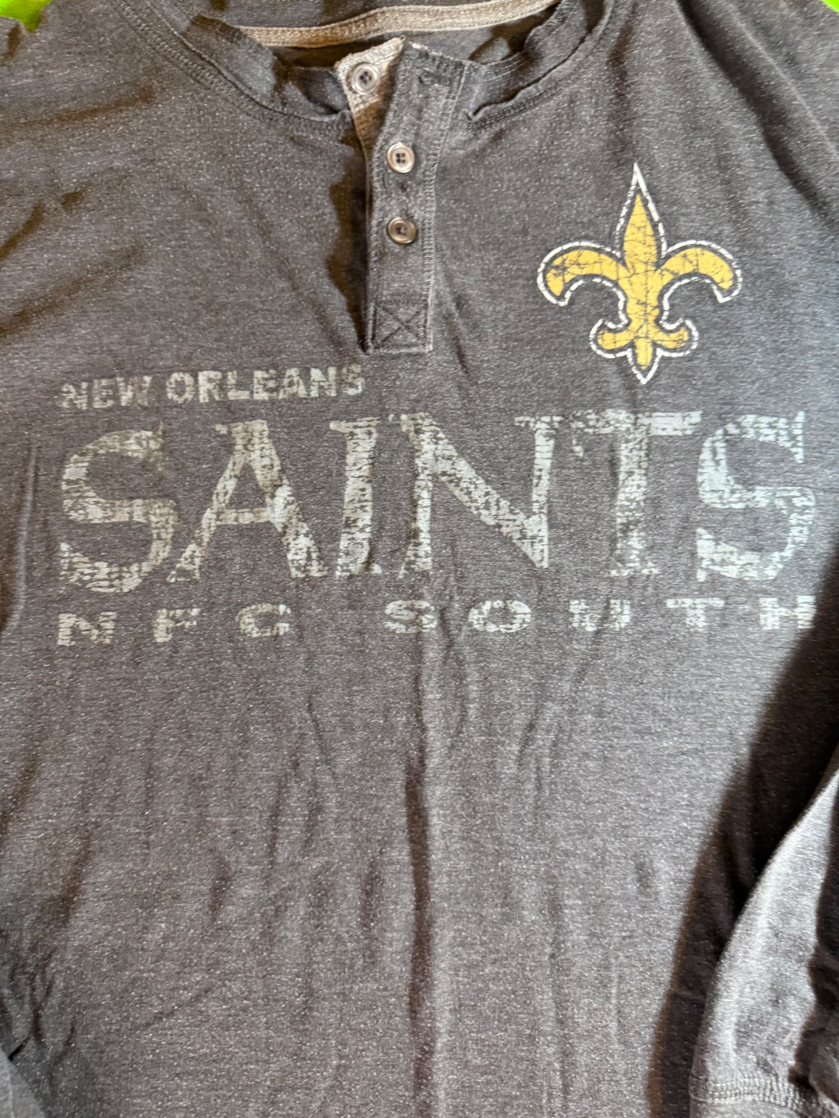 New Orleans Saints Long Sleeve Henley Shirt 2XL Gray - Thumbnail 4
