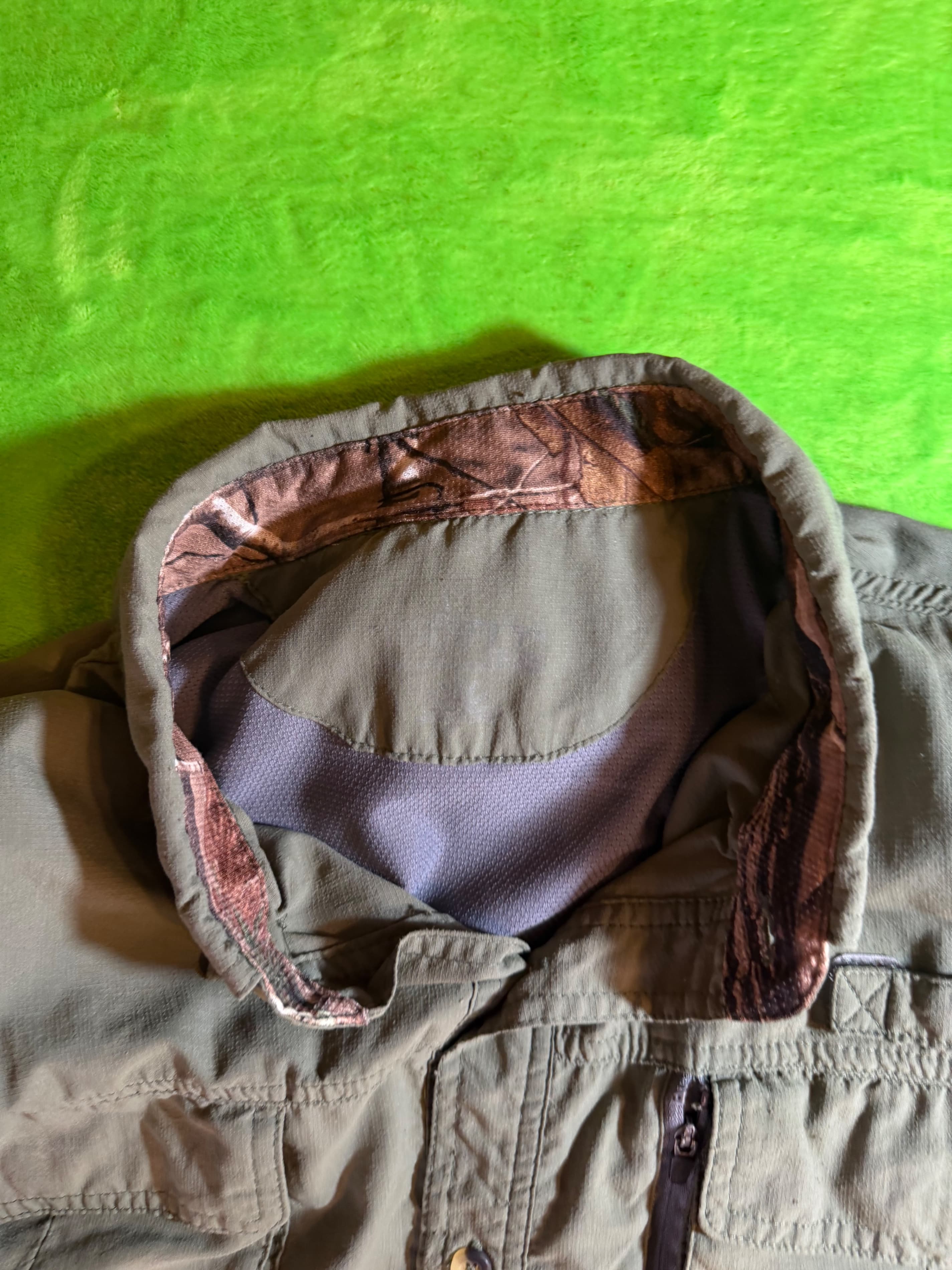 Olive Green Long Sleeve Tactical Shirt XXL with Pockets - Thumbnail 3