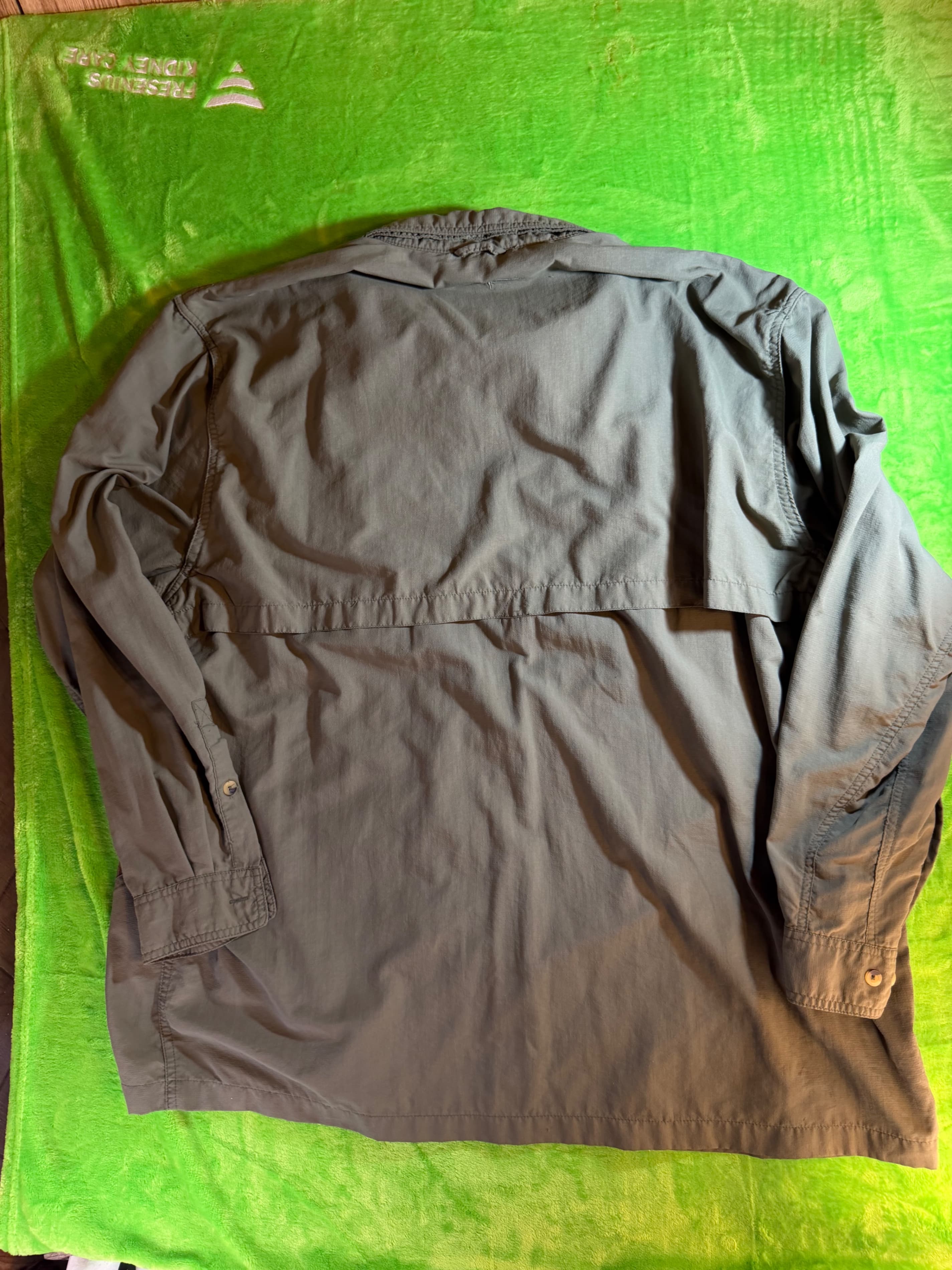Olive Green Long Sleeve Tactical Shirt XXL with Pockets - Thumbnail 2