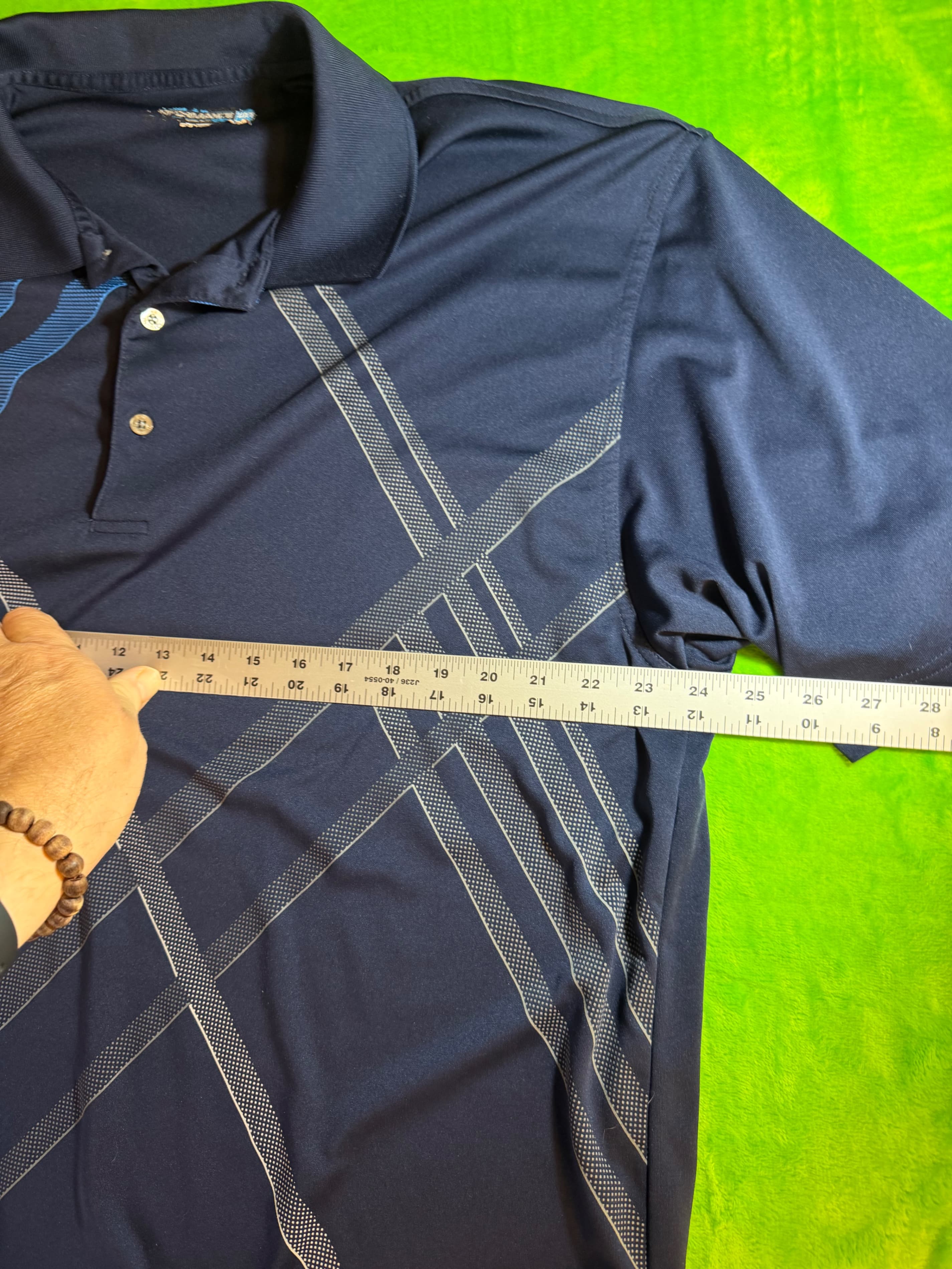 Callaway Navy Blue Plaid Short Sleeve Polo Shirt Size XL - Thumbnail 6