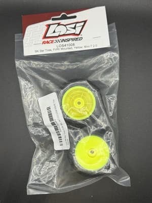 Losi 41008 Mini-T 2.0 BK Bar Front/Rear Mounted Tires w/Yellow Wheels - Image 1