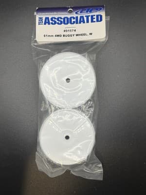 Team Associated ASC91574 61mm 4WD Buggy Front Wheels (White) - Image 1