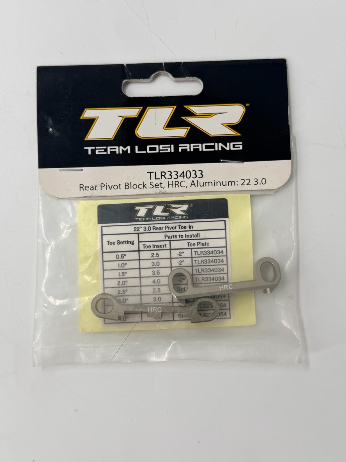 TLR TLR334033 Rear Pivot Block Set HRC Aluminum 22 3.0 New Sealed - Image 1