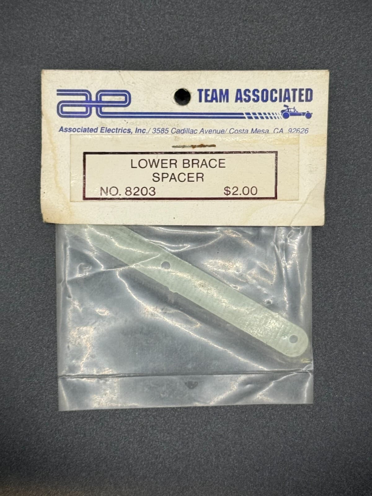 Team Associated Vintage 8203 Fiberglass Lower Brace Spacer (White) RC10L Pan Car - Image 1