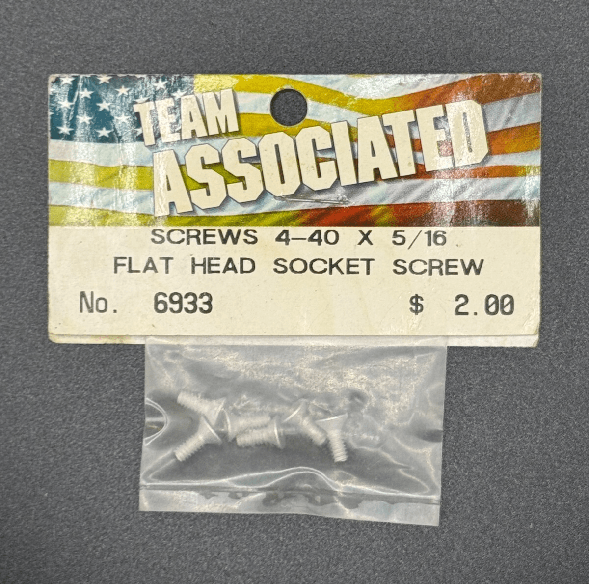 Team Associated Vintage 6933 Aluminum Flat Head Screws 4-40 x 5/16" (Set of 6) - Image 1