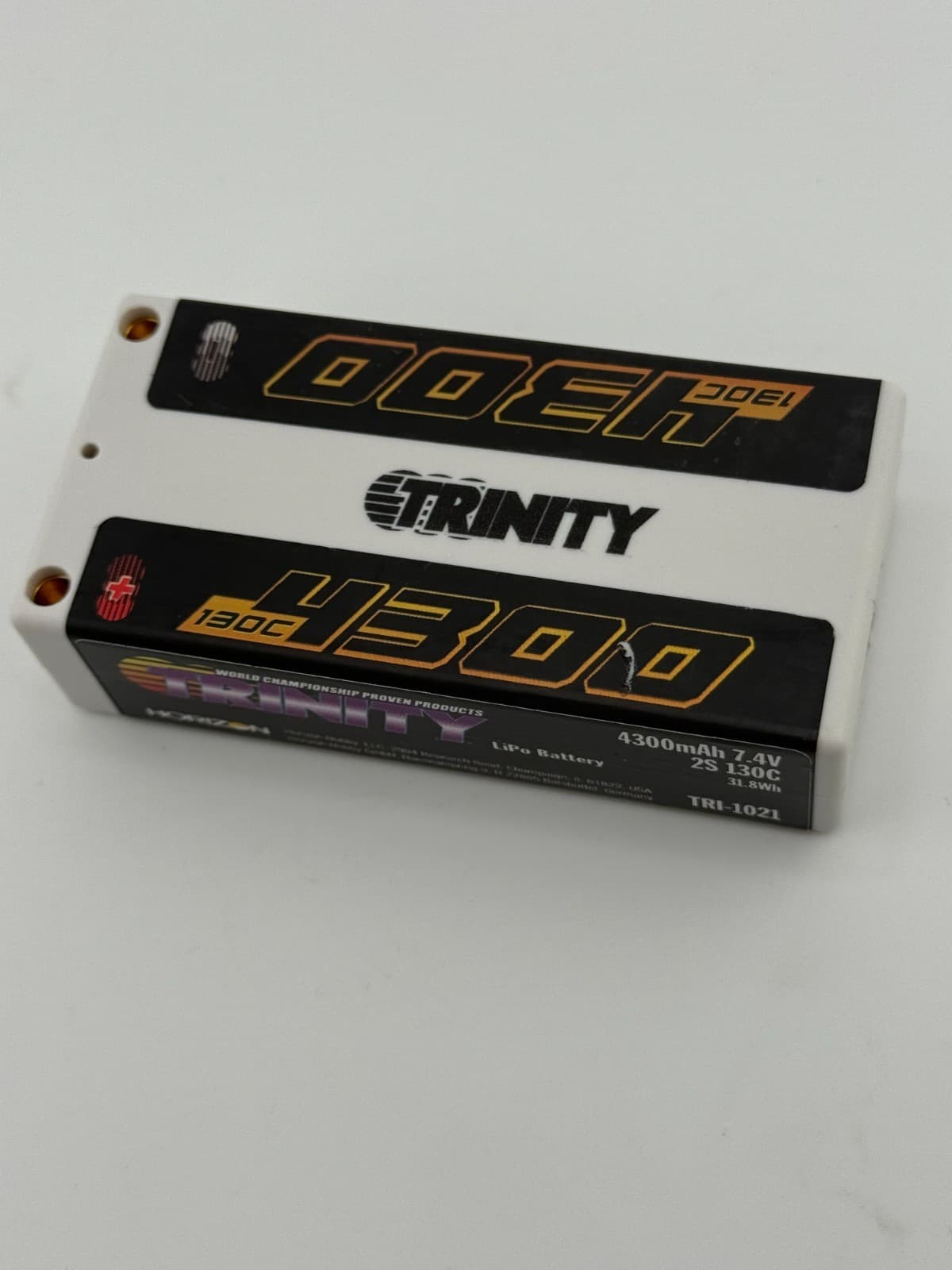 Trinity White Carbon 2S 7.4v 4300mAh 130c Shorty LiPo TEP2322 TRI-1021 - Thumbnail 2