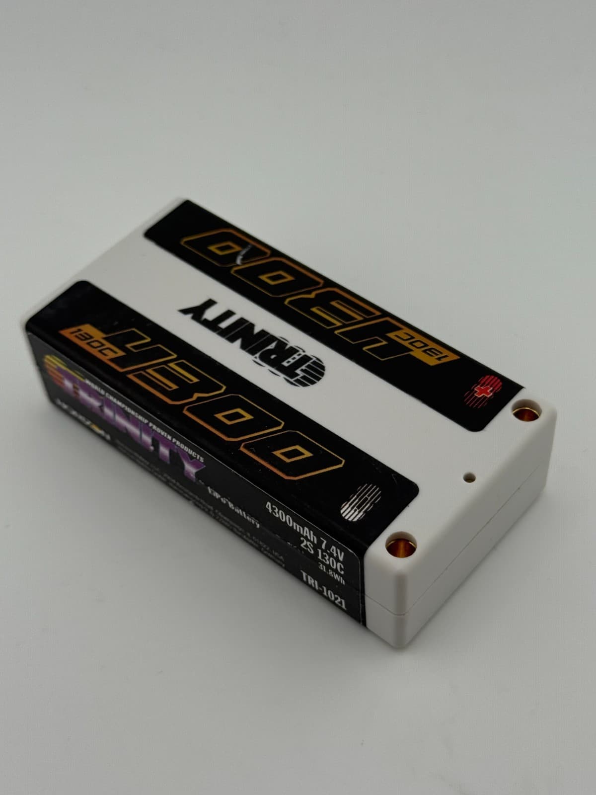 Trinity White Carbon 2S 7.4v 4300mAh 130c Shorty LiPo TEP2322 TRI-1021 - Thumbnail 3