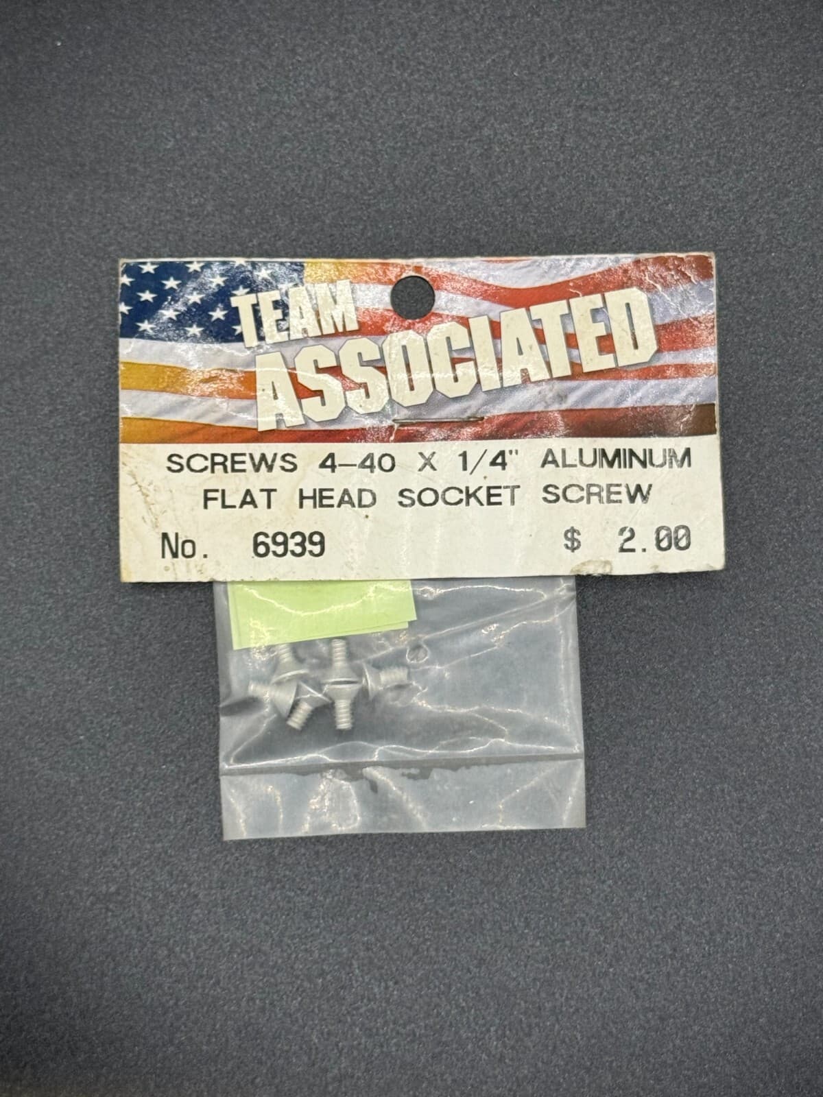 Team Associated Vintage 6939 Alum. Flat Head Screws 4-40 x 1/4" (6 Ct) - Image 1