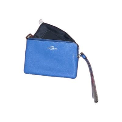 Coach Corner Zip Wristlet Blue Crossgrain Leather Wallet Clutch –Great Condition - Image 1