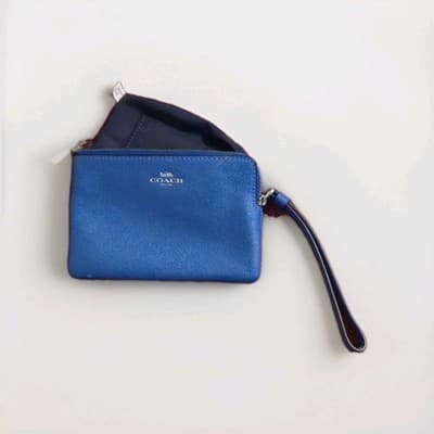 Coach Corner Zip Wristlet Blue Crossgrain Leather Wallet Clutch –Great Condition - Thumbnail 8
