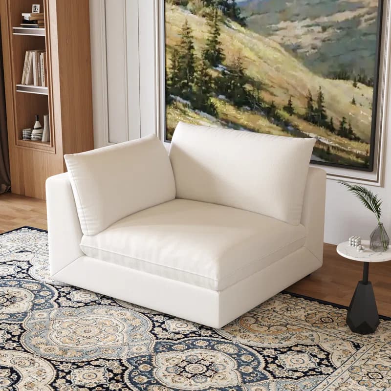 Upholstered Corner Chair, 44" x 44", White - Image 1