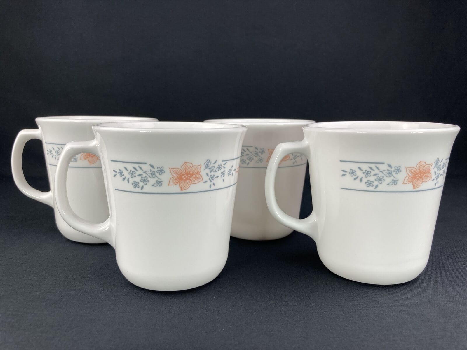 Corning Ware Corelle Apricot Grove Floral Design Coffee Cup Mug Set Of 4 - Image 1