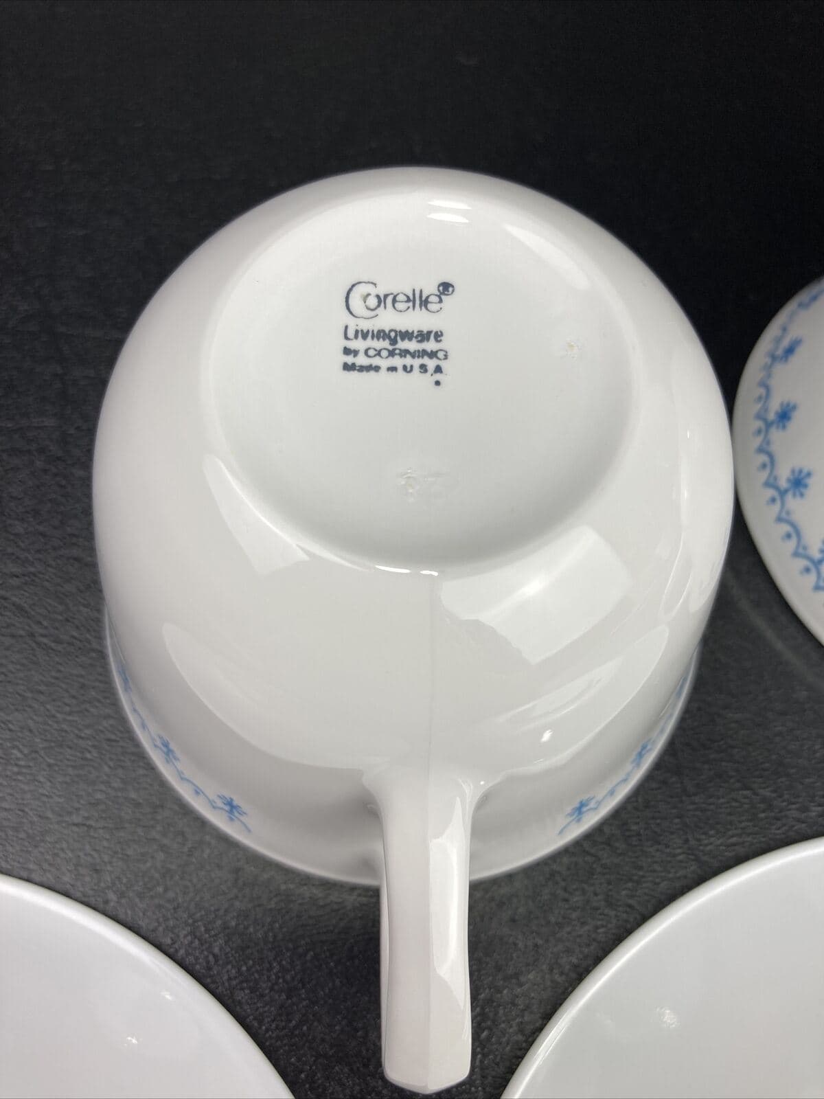 Corelle Livingware By Corning Snowflake Blue Set of 2 Flat Cup (2 5/8") & Saucer - Thumbnail 9