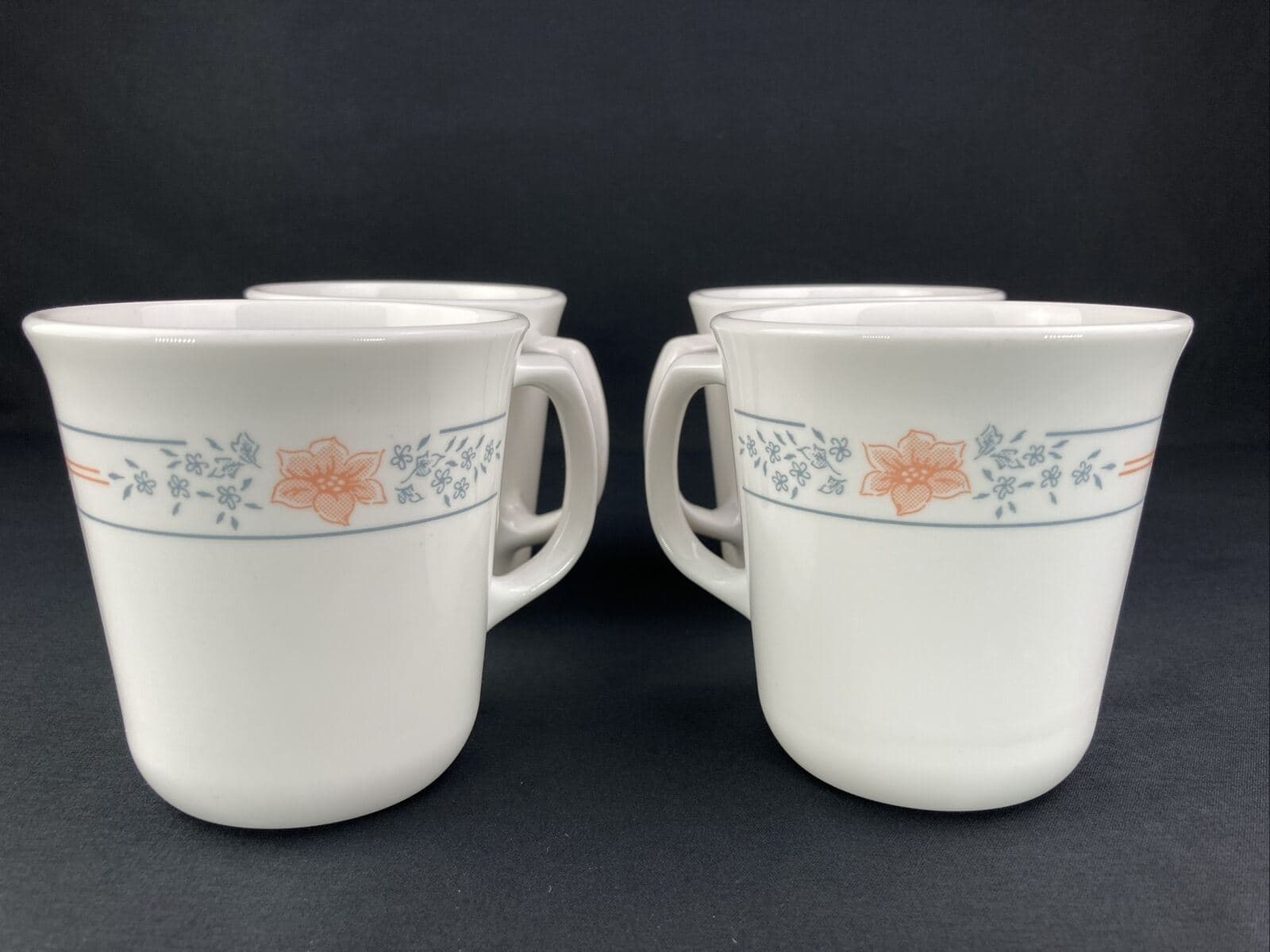 Corning Ware Corelle Apricot Grove Floral Design Coffee Cup Mug Set Of 4 - Thumbnail 3