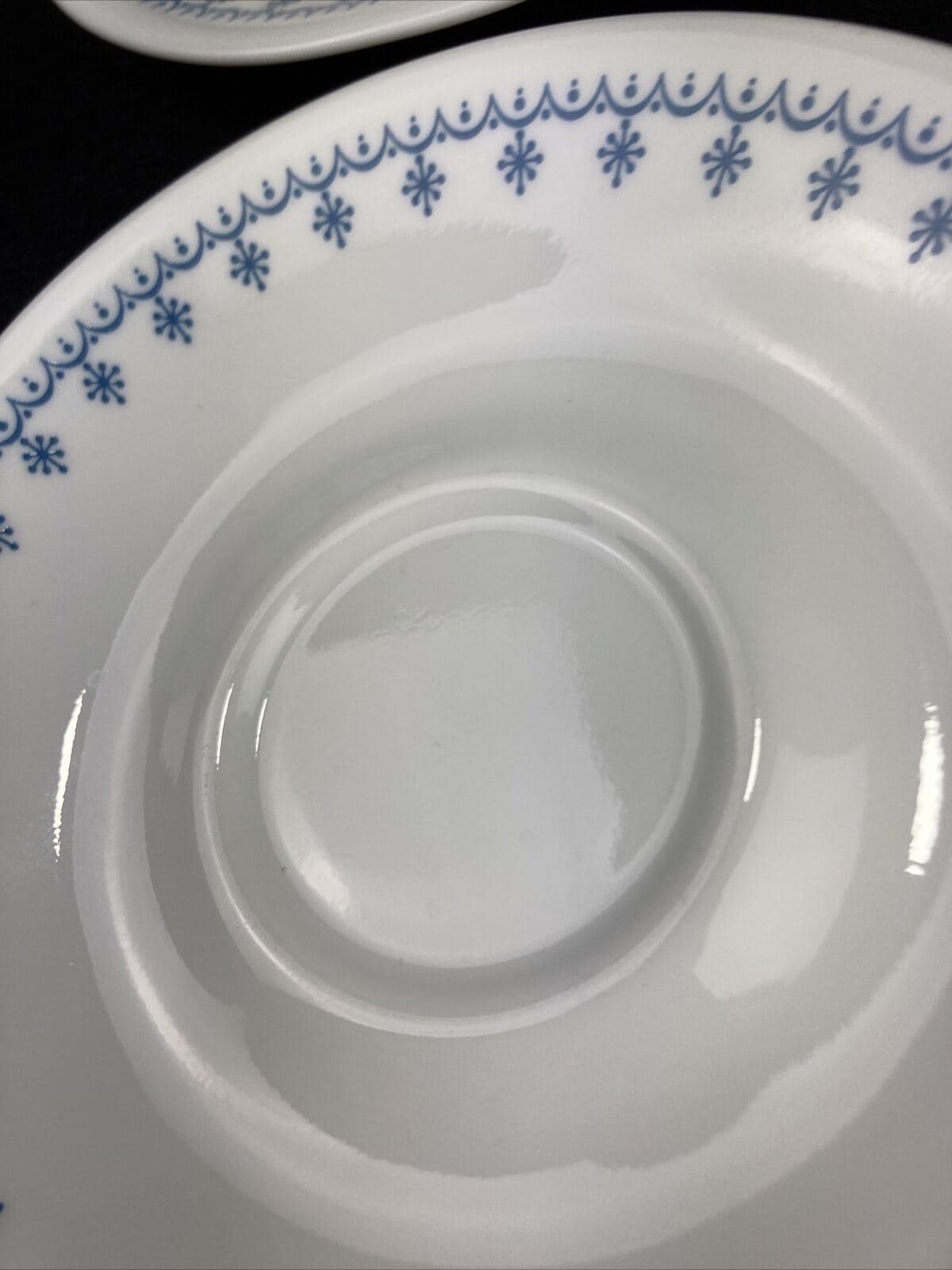 Corelle Livingware By Corning Snowflake Blue Set of 2 Flat Cup (2 5/8") & Saucer - Thumbnail 7
