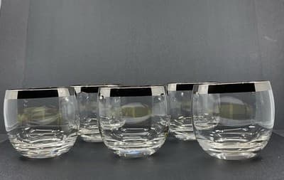 Silver Band 3 1/8” Roly Poly Glasses Set Of 5 - Image 1