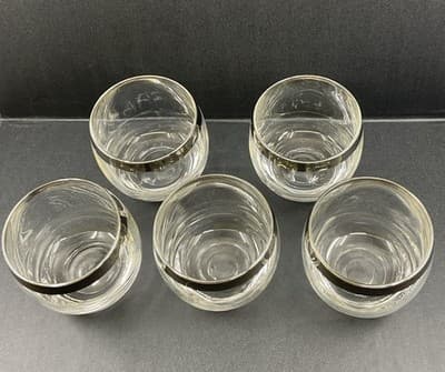 Silver Band 3 1/8” Roly Poly Glasses Set Of 5 - Thumbnail 2