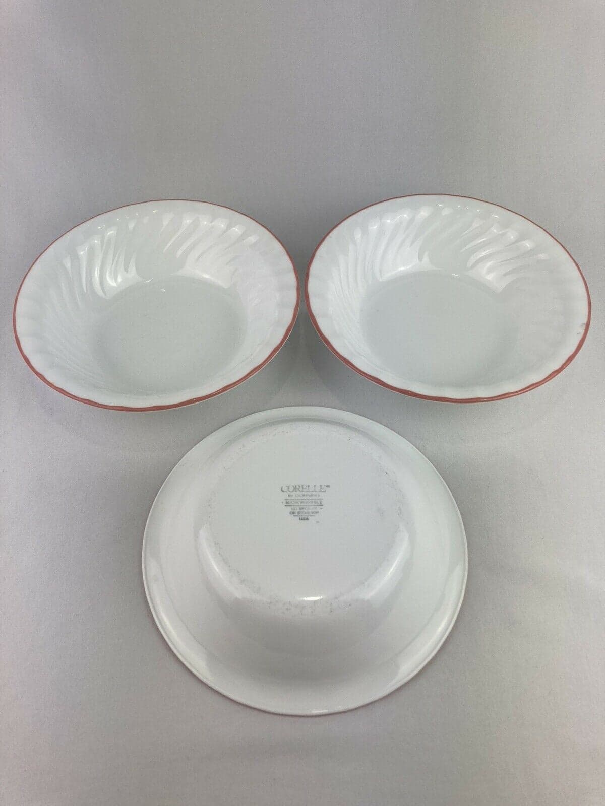 Corelle by Corning Elegant Rose Set of Three Soup/Cereal Bowl Swirl Edge 7 1/4” - Thumbnail 3