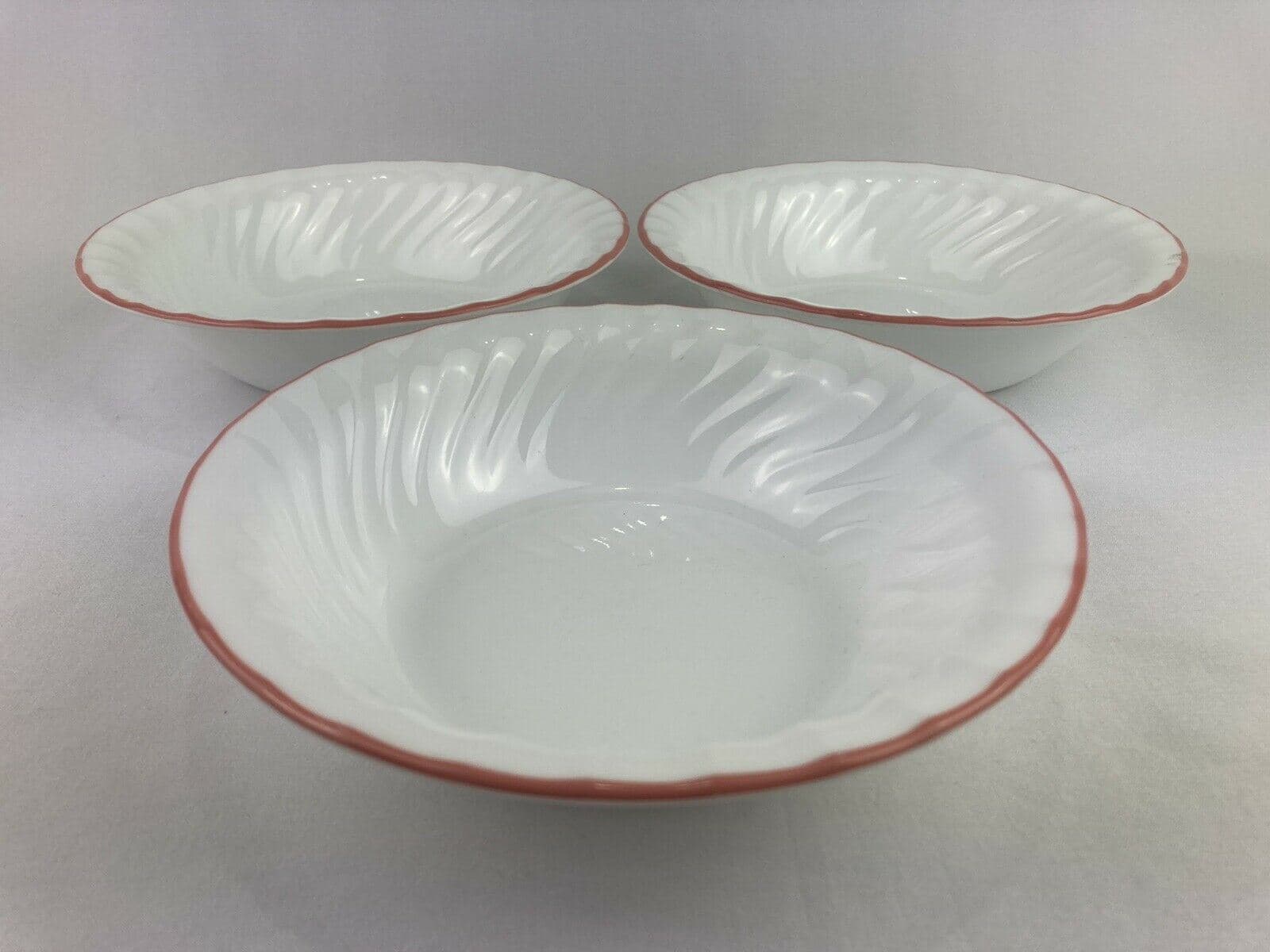 Corelle by Corning Elegant Rose Set of Three Soup/Cereal Bowl Swirl Edge 7 1/4” - Thumbnail 2
