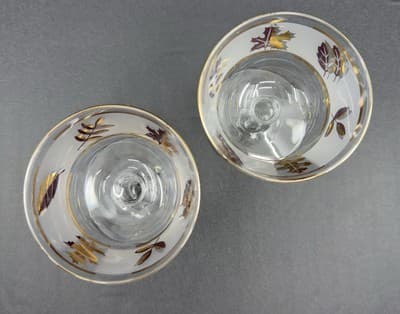 Libbey Golden Foliage Gold Leaf Sherbet Champagne Coupe Glass 1950s Mid Century - Thumbnail 2