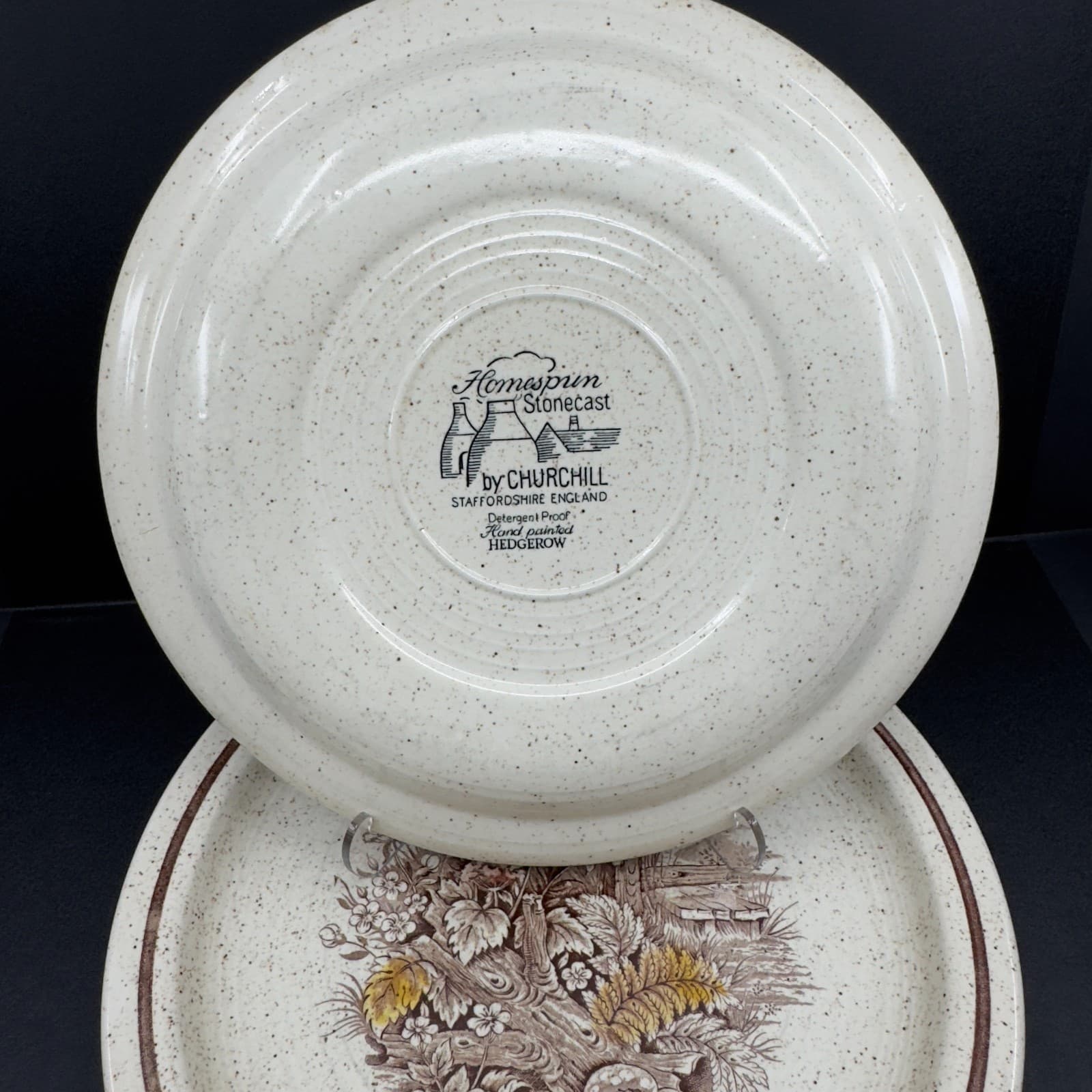 Homespun Stonecast by Churchill Hand Painted 10 1/8" Dinner Plates Hedgerow(x2) - Thumbnail 2
