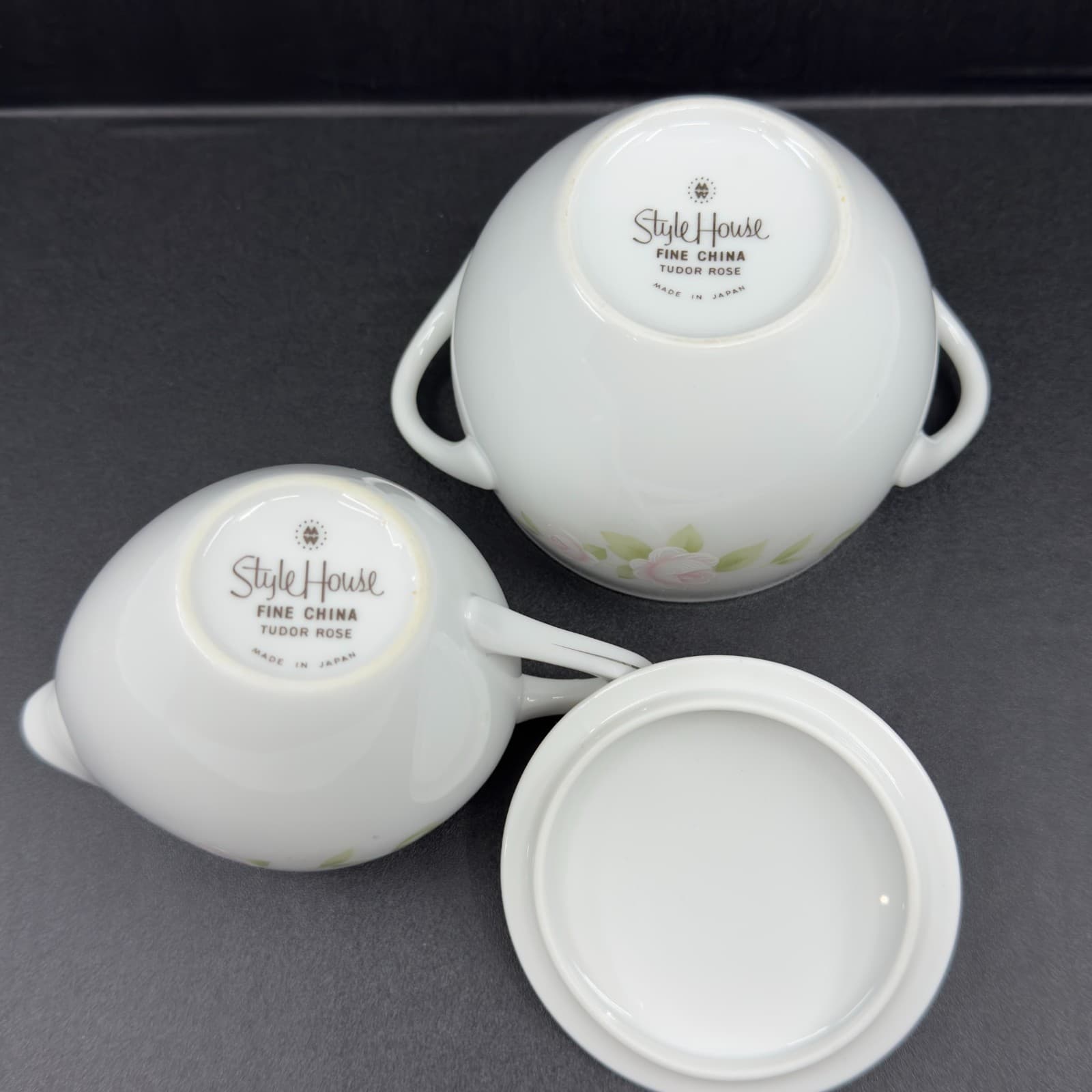 Style House Tudor Rose 3 1/2" Creamer and Covered Sugar Bowl Set - Thumbnail 2