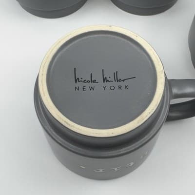 Nicole Miller New York Stackable Grey Coffee Mugs Set of 4 - Thumbnail 3