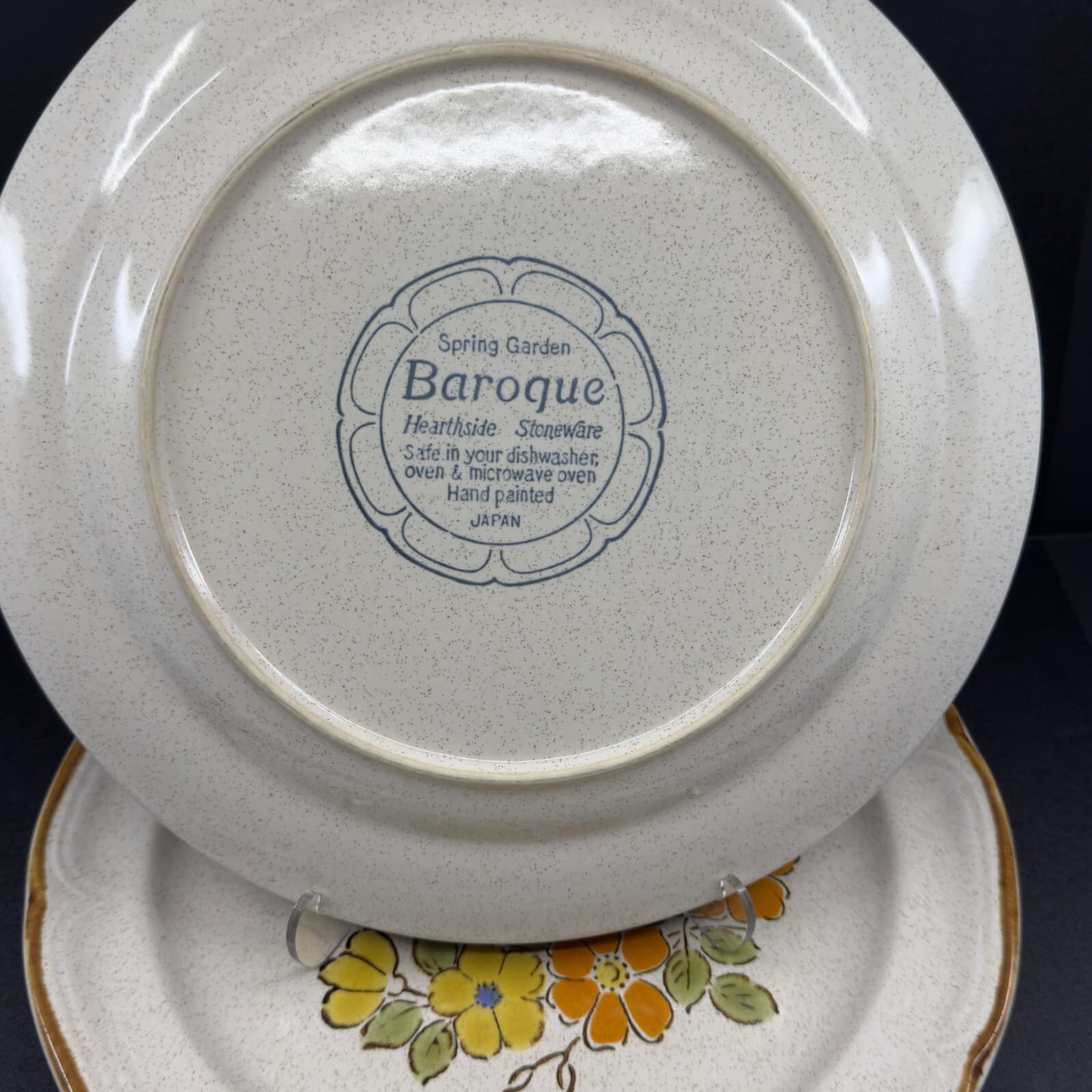 Spring Garden Baroque Hearthside Stoneware 10 3/4" Dinner Plates Set of 2 Japan - Thumbnail 2