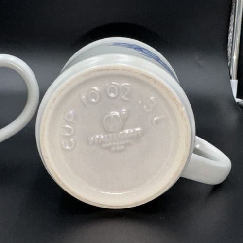 Pfaltzgraff Yorktowne Coffee Cup 10oz White & Blue Stoneware - Thumbnail 5