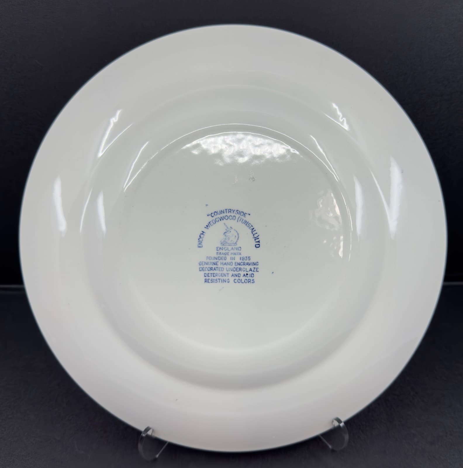 Enoch Wedgwood "Countryside" (Tunstall) Ltd 10" Blue and White Collector Plate - Thumbnail 2