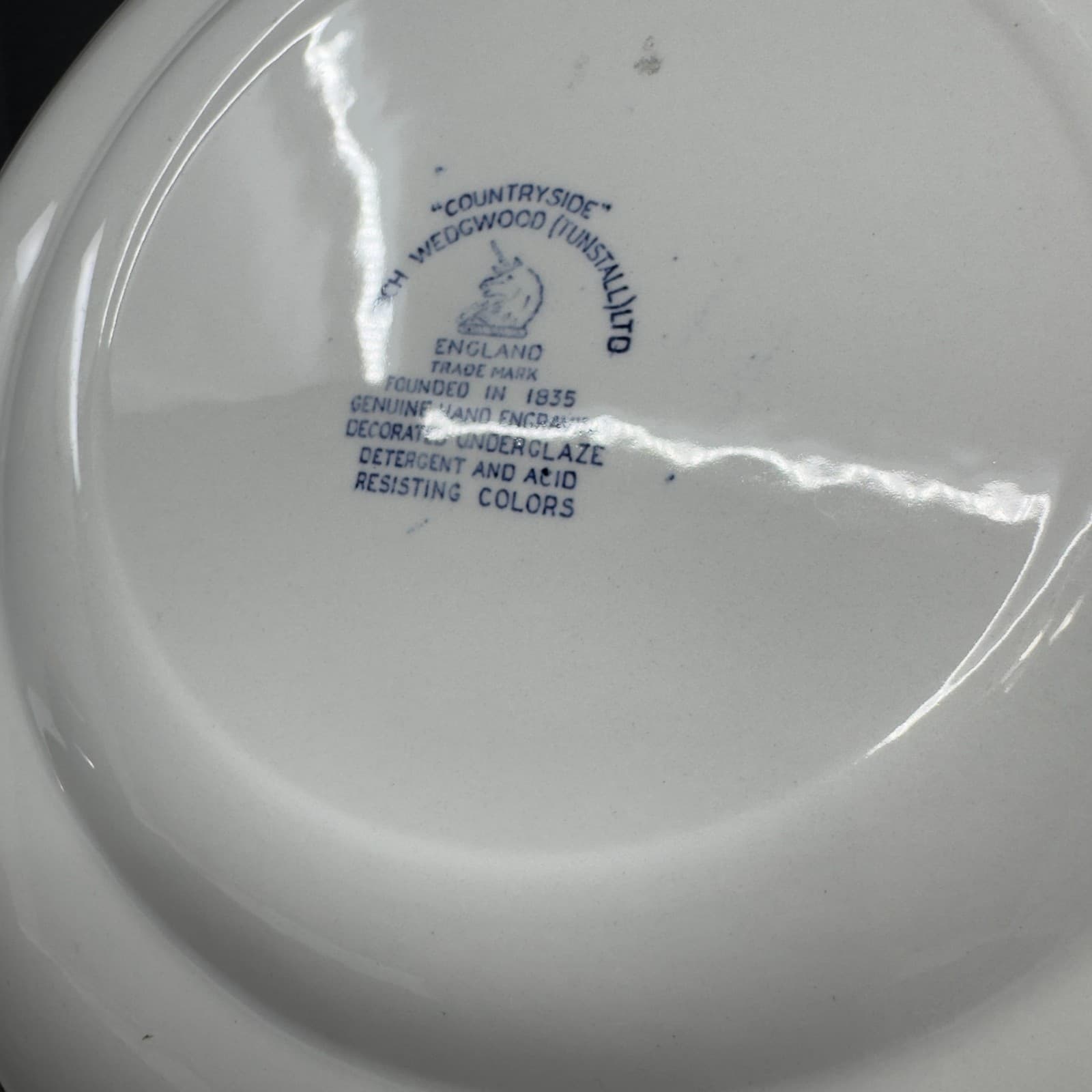 Enoch Wedgwood "Countryside" (Tunstall) Ltd 10" Blue and White Collector Plate - Thumbnail 3