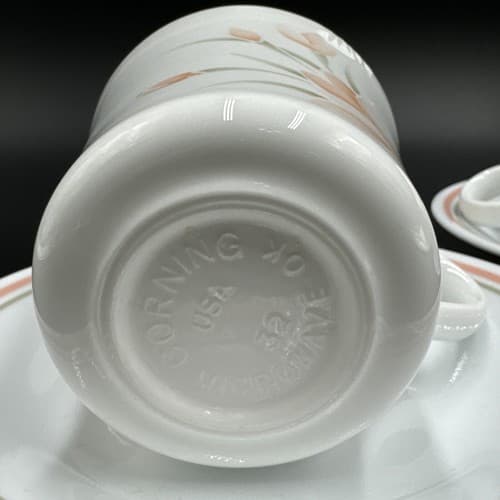 Corning Corelle Peach Floral set of 2 Cups and Saucers - Thumbnail 4