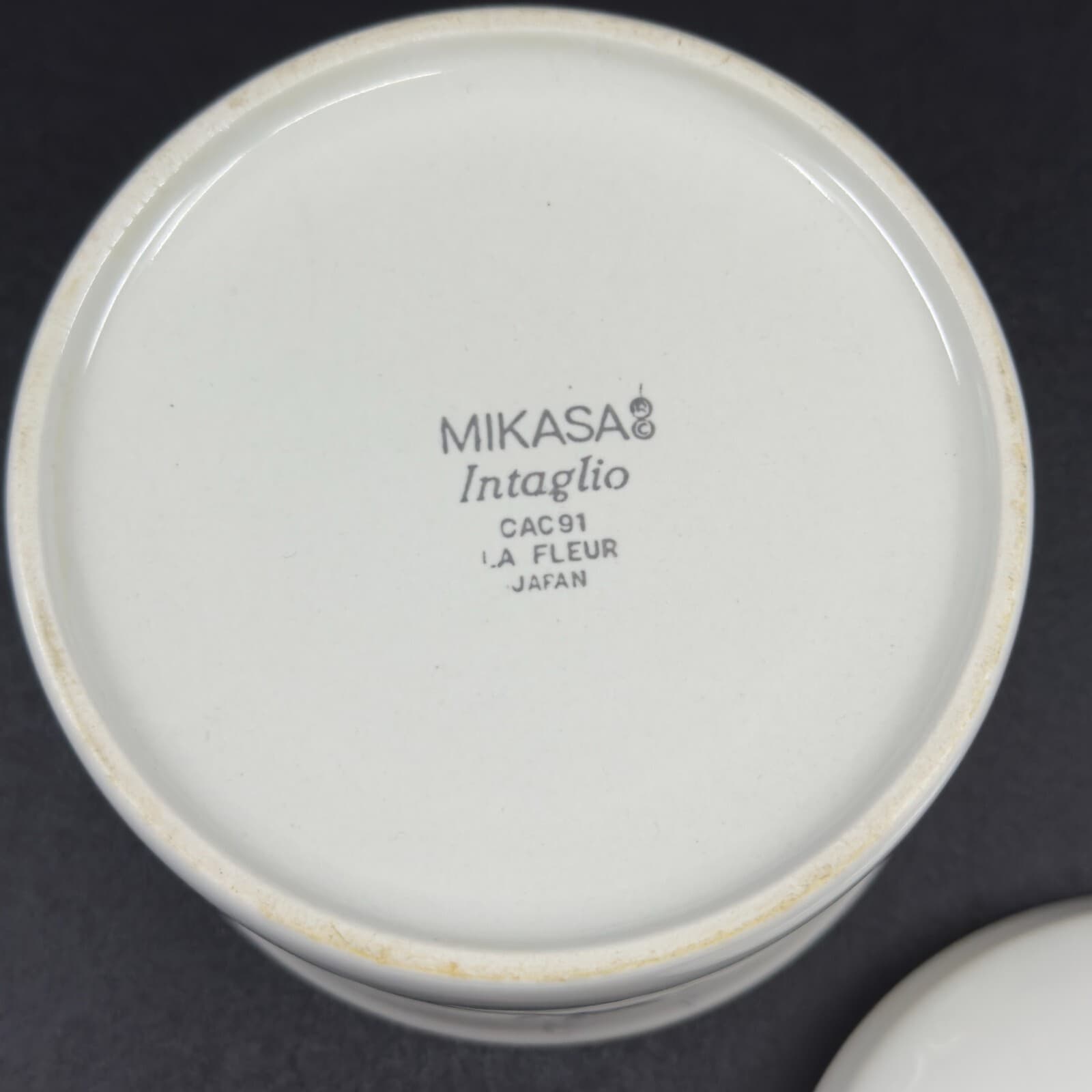 Mikasa Intaglio CAC91 La Fleur Covered Sugar Bowl 3 3/4" Made in Japan - Thumbnail 3