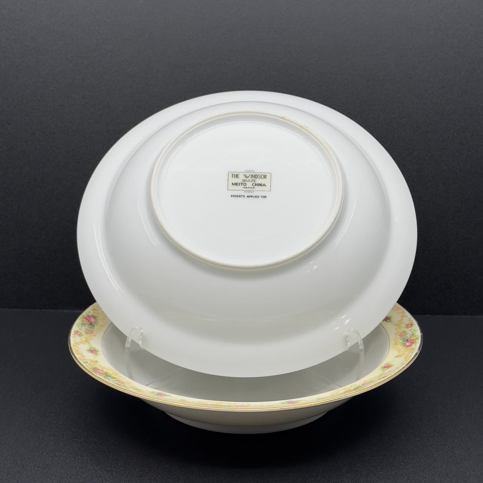 Meito China Modern Windsor 7 1/4" cereal bowl Patent Applied for backstamp (x2) - Thumbnail 3