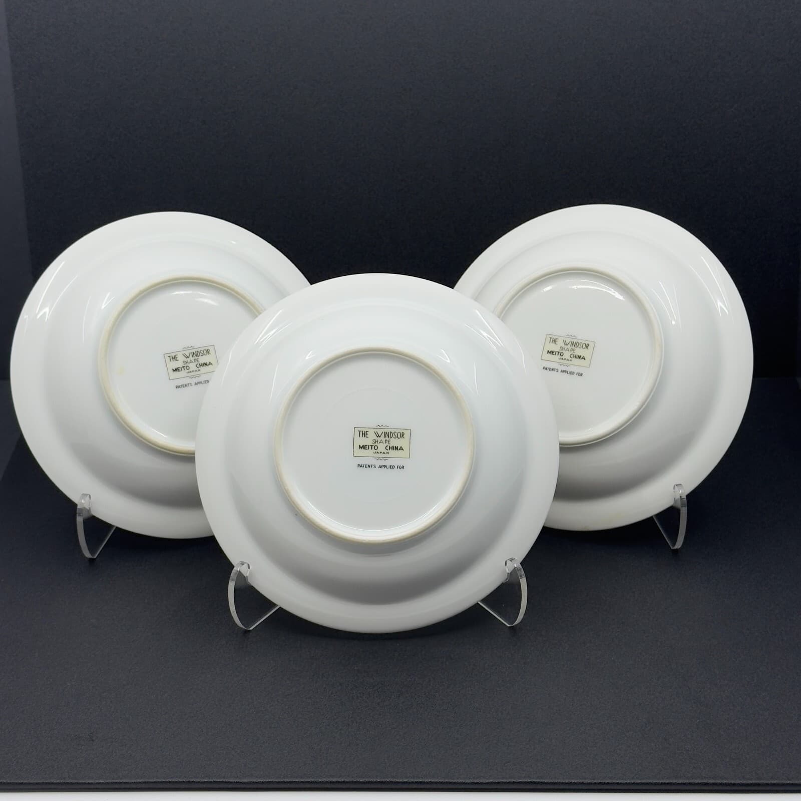 Meito China Modern Windsor 5 3/4" dessert bowls Patents Applied for backstamp x3 - Thumbnail 3