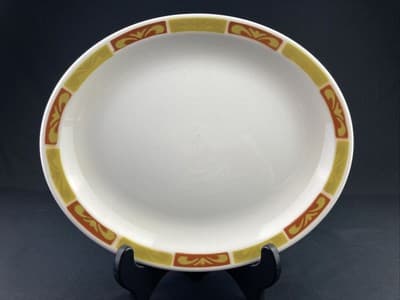 Mayer China Oval Platter Restaurant Ware Harvest Gold & Brown - Image 1