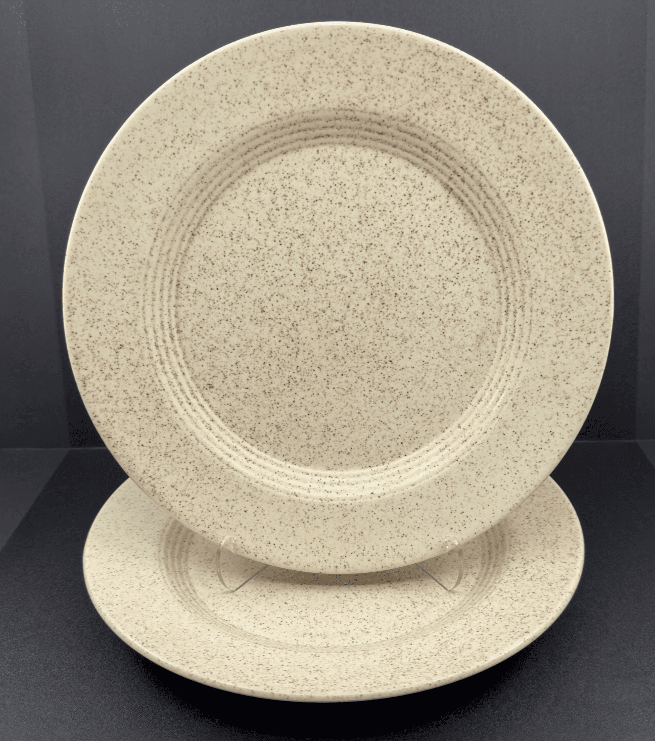 Homer Laughlin 10" Oatmeal Speckle Dinner Plates K 83 Set of 2 - Image 1