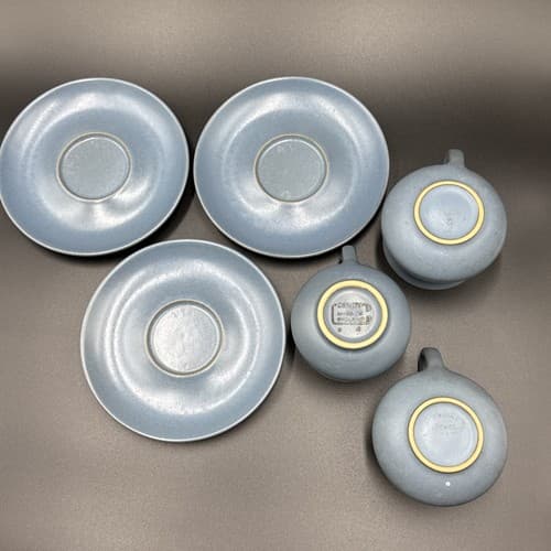 Denby English Stoneware Pottery Echo Blue Cup & Saucers - Set Of 3 - Thumbnail 3