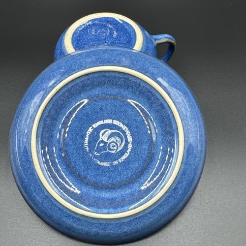 Denby Rams Head English Blue Stoneware Cup And Saucer - Thumbnail 2