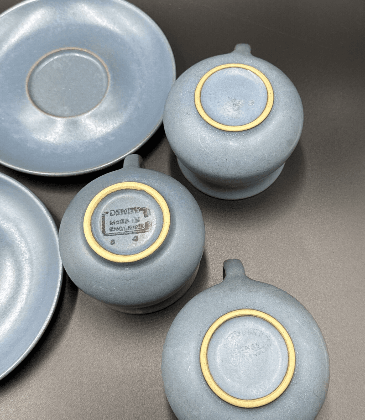 Denby English Stoneware Pottery Echo Blue Cup & Saucers - Set Of 3 - Thumbnail 7