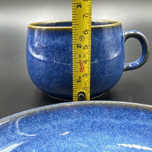 Denby Rams Head English Blue Stoneware Cup And Saucer - Thumbnail 4