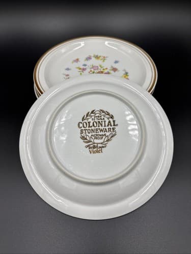 Oven To Table Colonial Stoneware Violet Pattern 8" Salad Plates (set of 4) - Thumbnail 2