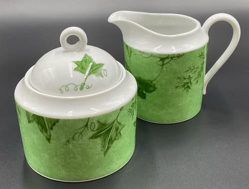 Mikasa Parkville Jade Creamer And Covered Sugar Bowl - Image 1