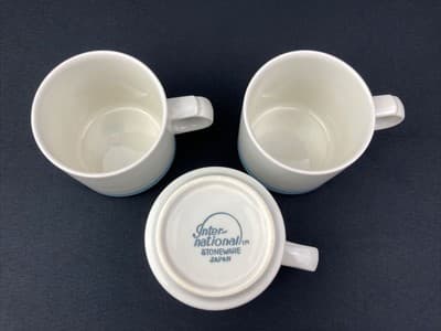 International stoneware japan blue Set Of 3 Coffee Mugs - Thumbnail 4