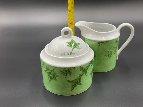 Mikasa Parkville Jade Creamer And Covered Sugar Bowl - Thumbnail 3