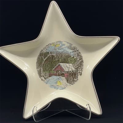 Johnson Brothers Friendly Village Star Shaped Dish Winter Landscape Pattern - Image 1