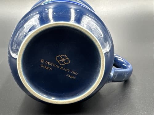 Otagiri Loons Ducks Gold Rim Navy Blue 4" Mug - Thumbnail 4