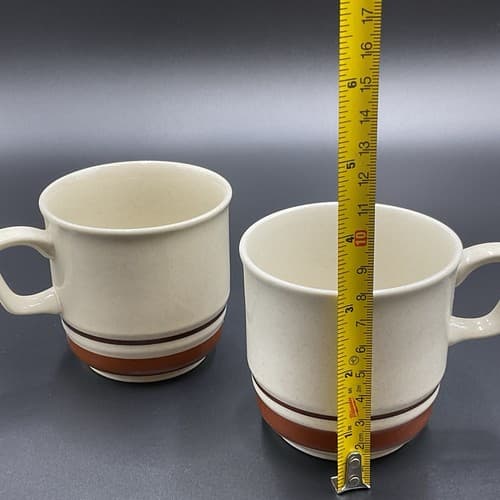 Contemporary Chateau Stoneware Sienna Brown Coffee Cup and Saucers Set Of 2 - Thumbnail 2
